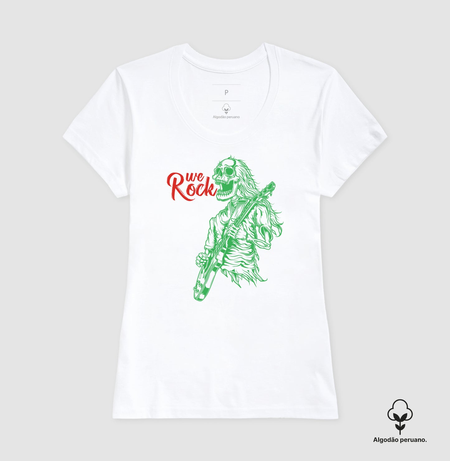 camiseta algodão peruano werock rock skull feminina