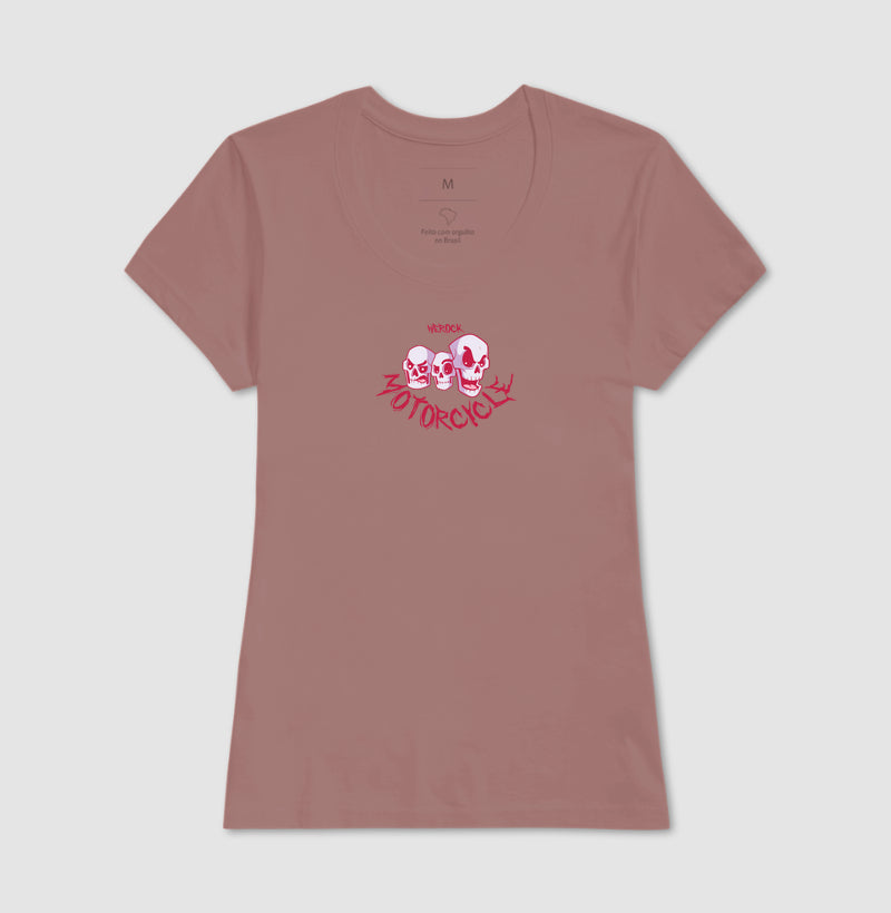 camiseta werock motorcycle skulls feminina