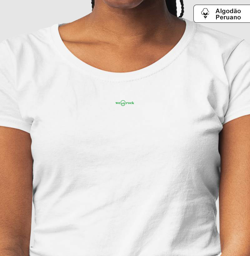 camiseta algodão peruano basic werock logo green feminina
