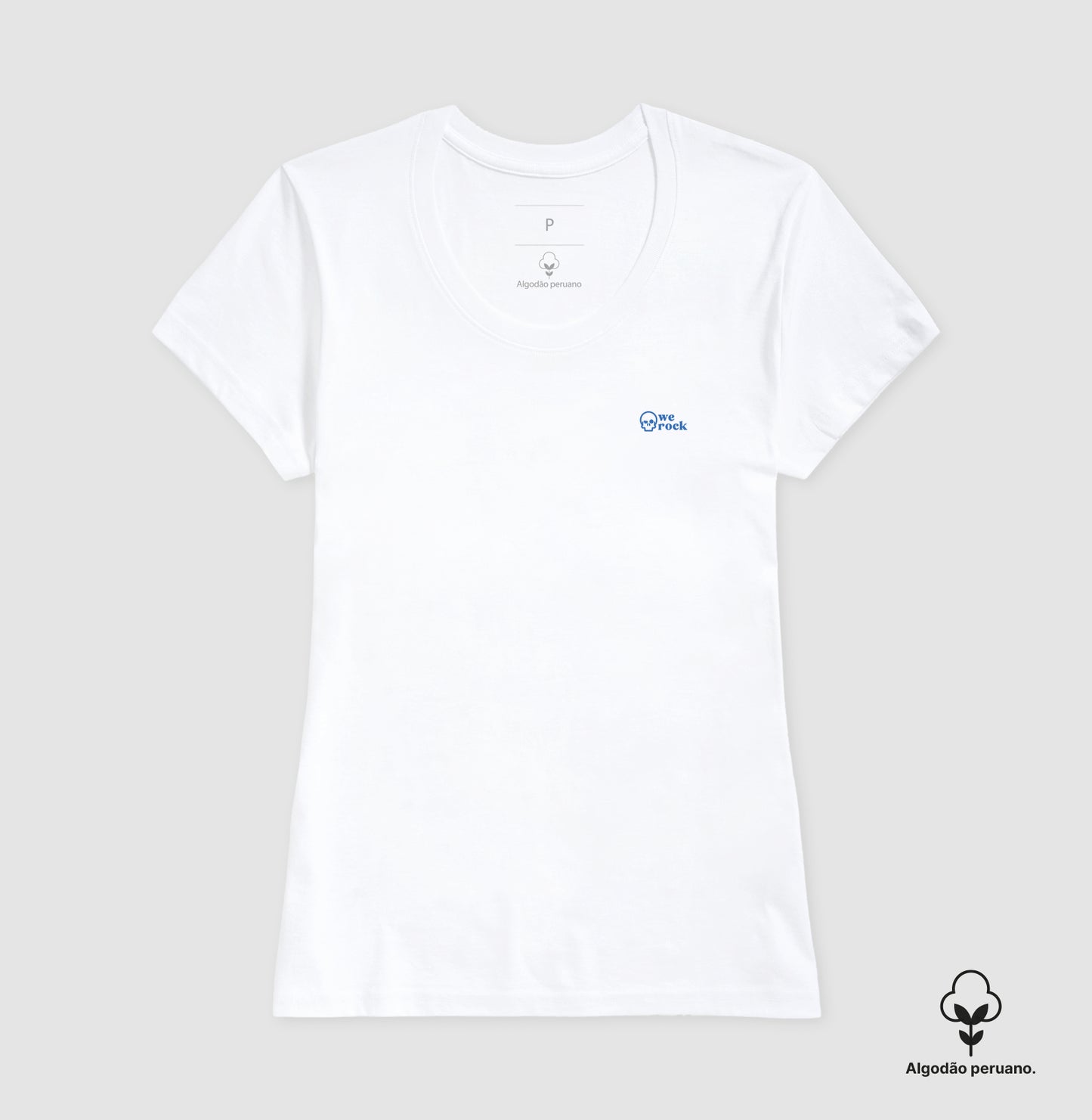 camiseta algodão peruano werock skull blue feminina