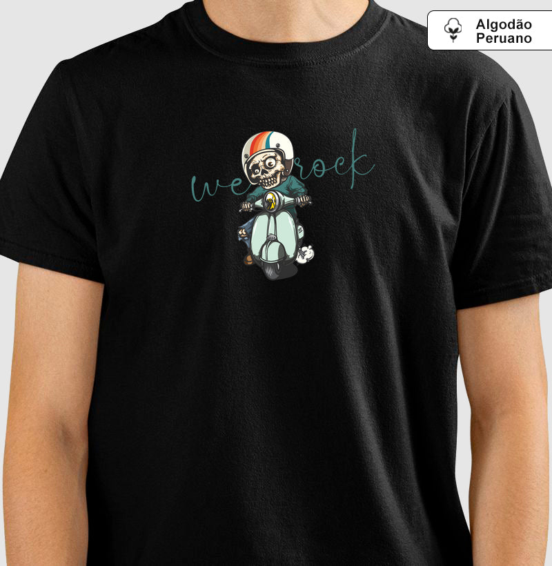 camiseta algodão peruano werock vespa skull masculino