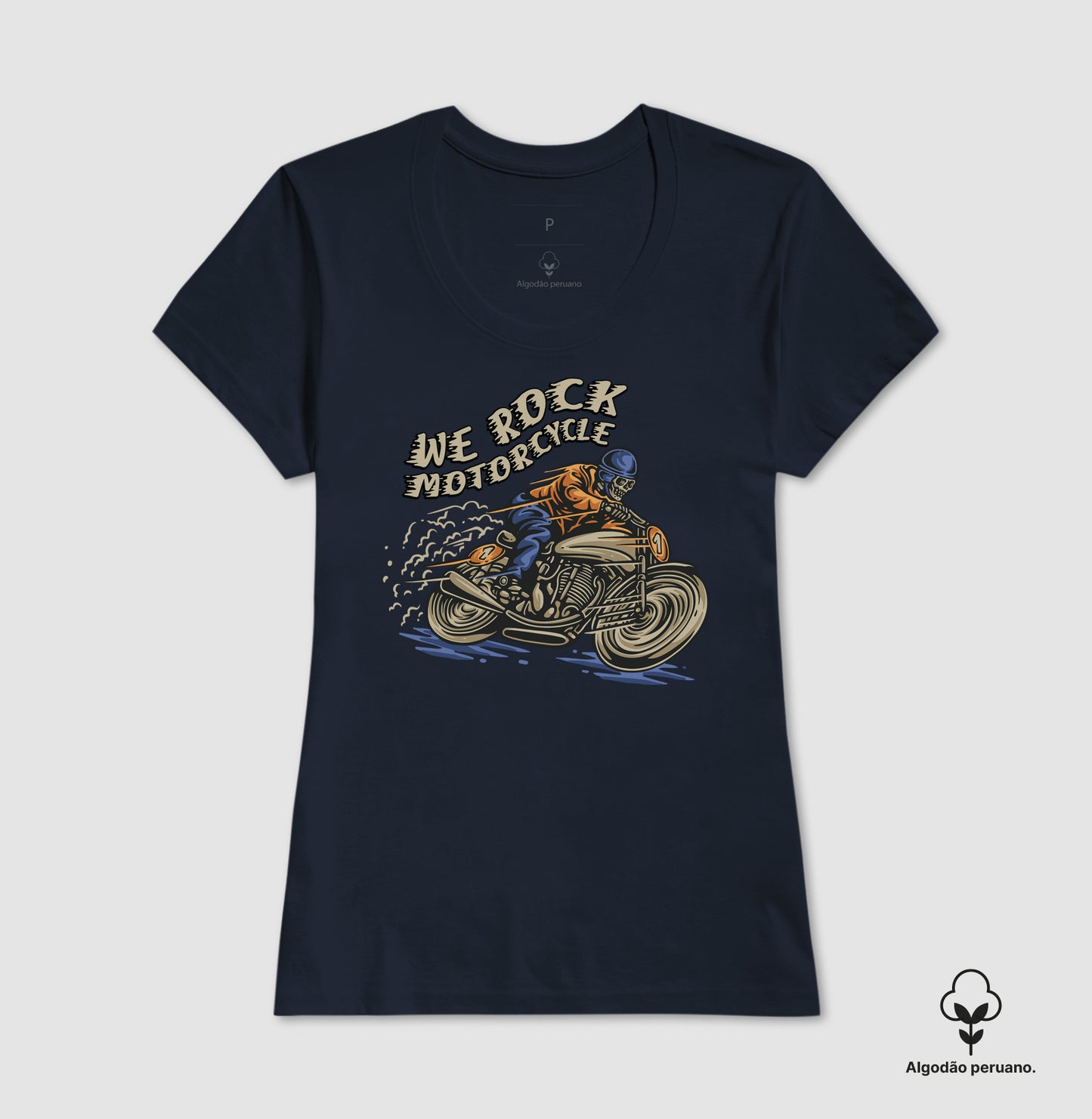 camiseta algodão peruano werock motorcycle feminina