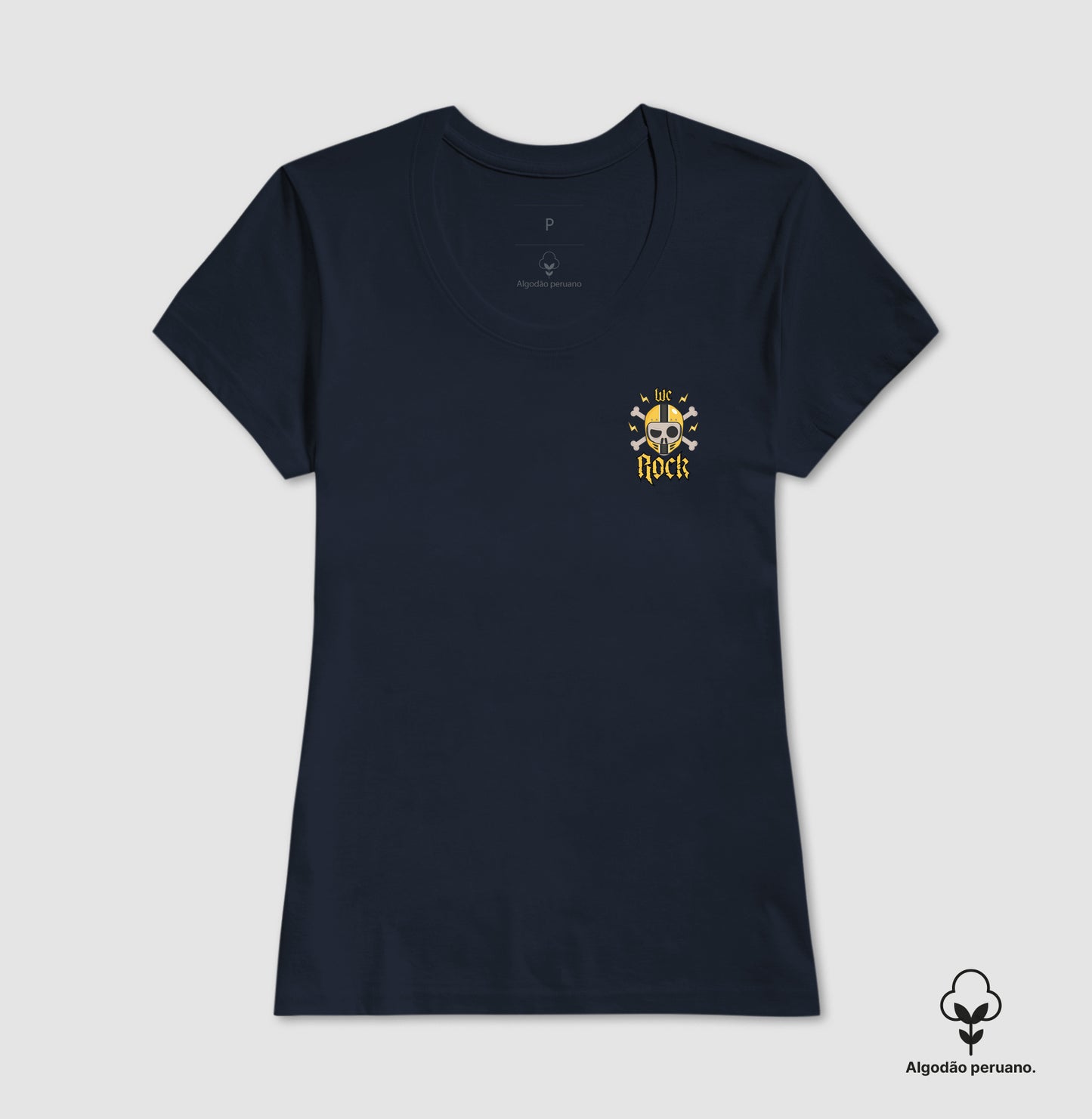 camiseta algodão peruano werock motorcycle skull feminina