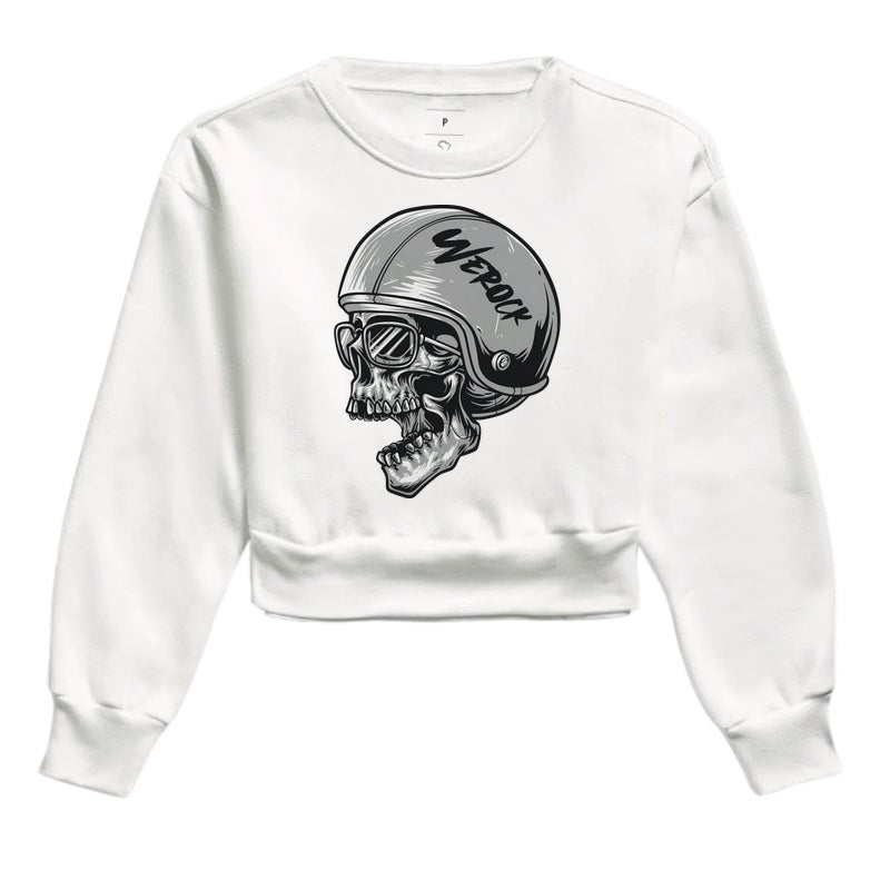 cropped moletom werock motorcycle helmet skull