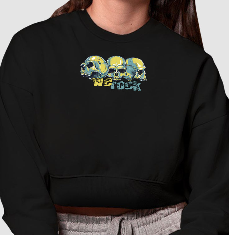 cropped moletom werock face skulls
