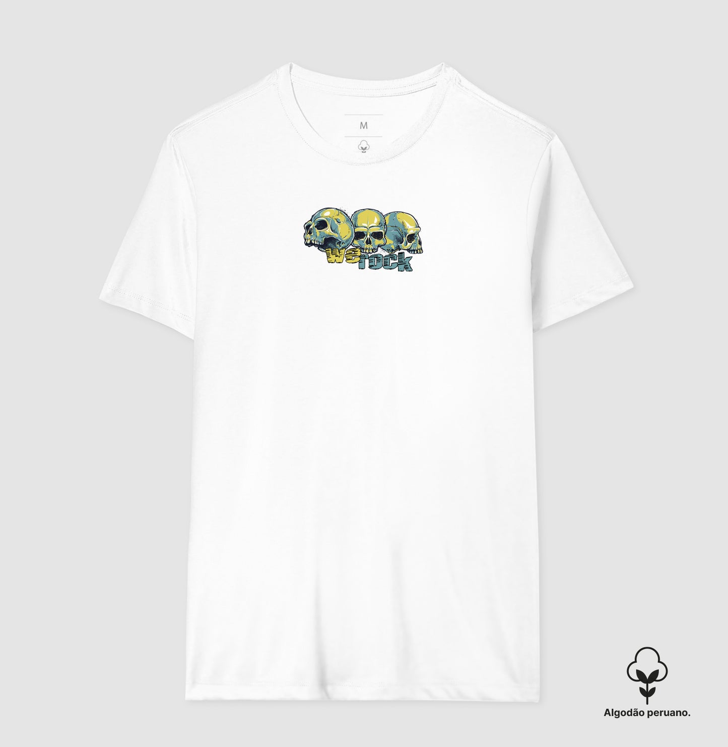 camiseta algodão peruano werock face skulls masculina