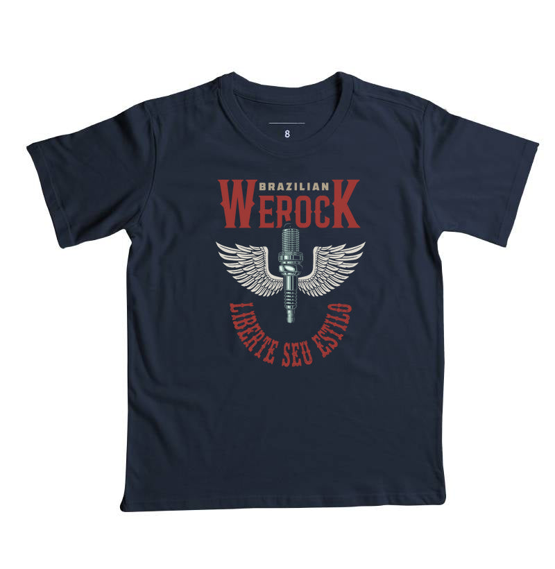 camiseta infantil werock motorcycle wings