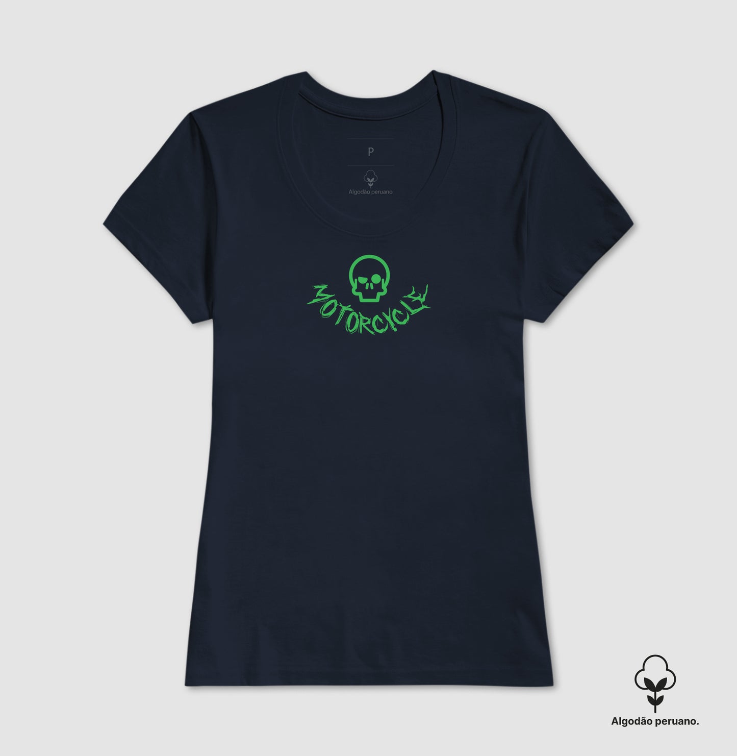 camiseta algodão peruano werock motorcycle logo feminina
