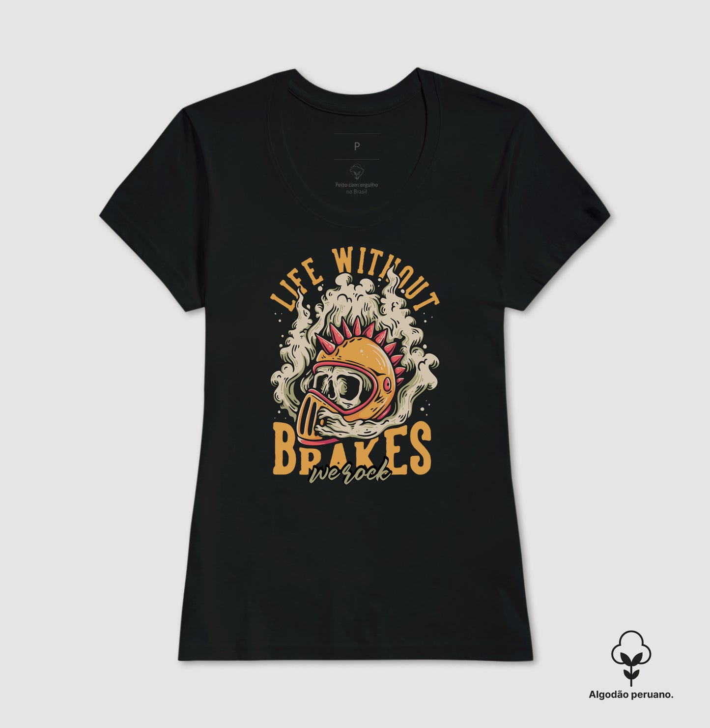 camiseta algodão peruano werock brakes feminina