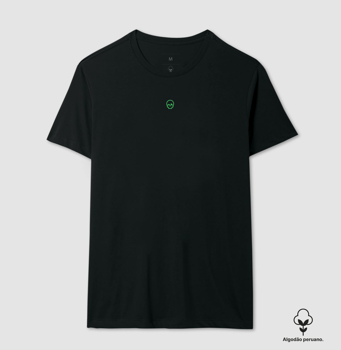 camiseta algodão peruano werock skull logo green masculina
