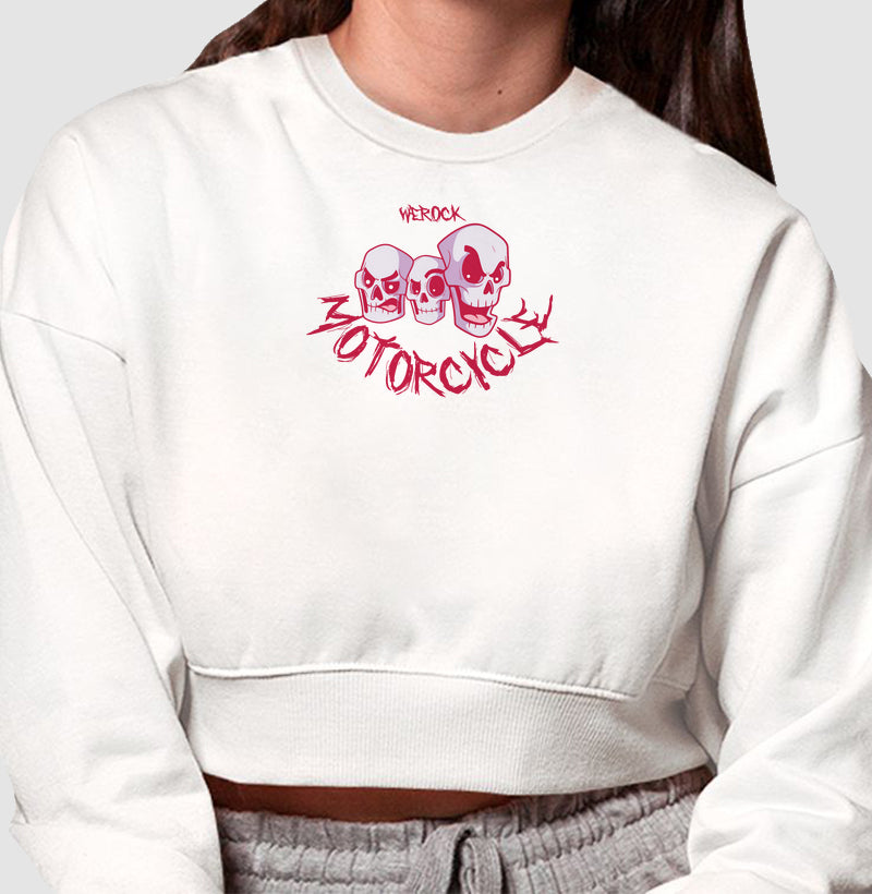 cropped moletom werock motorcycle skulls