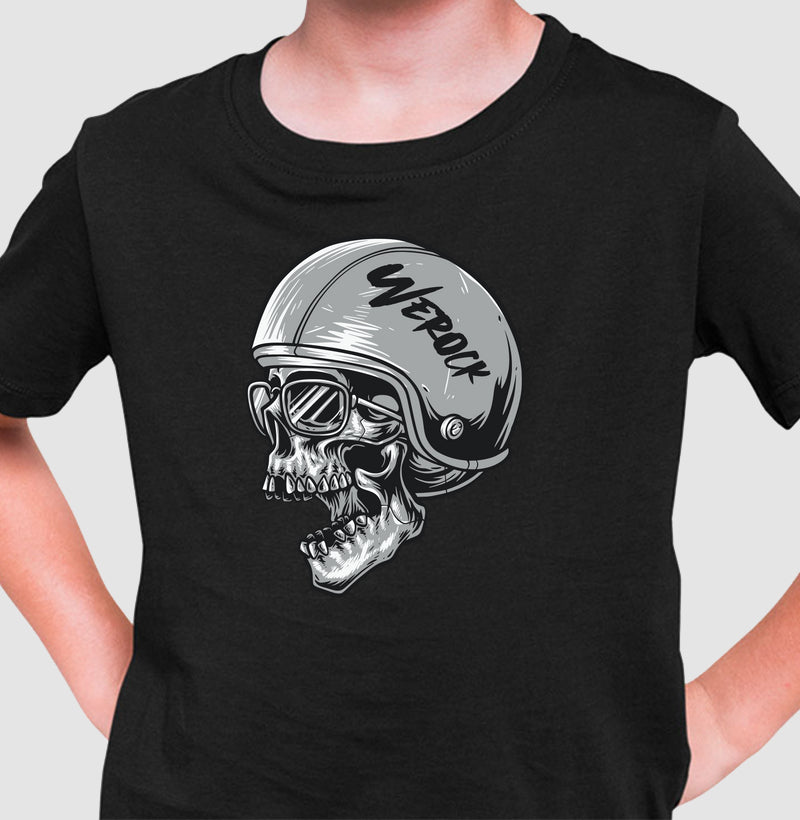 camiseta infantil werock motorcycle helmet skull