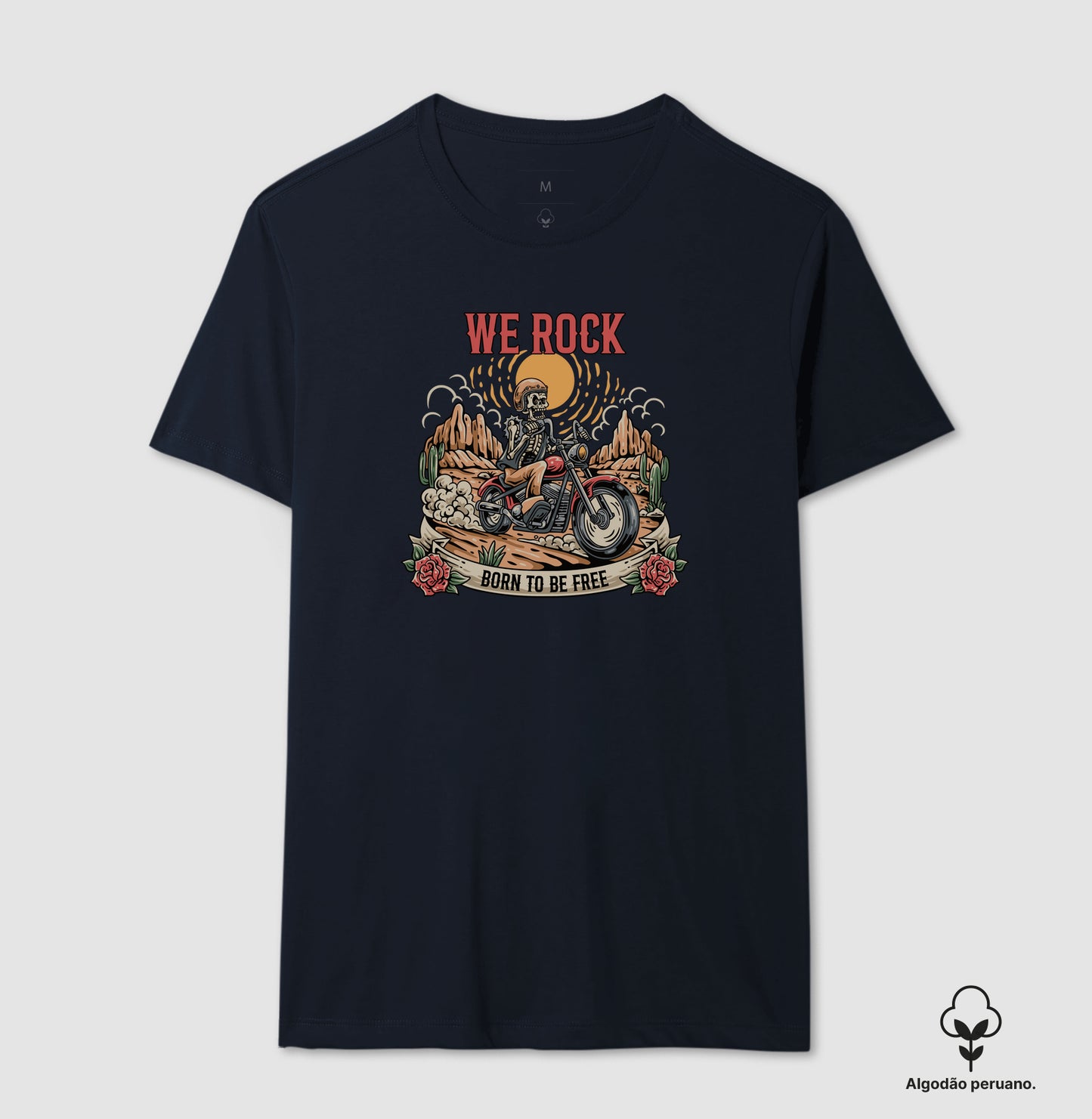 camiseta algodão peruano werock born motorcycle masculina