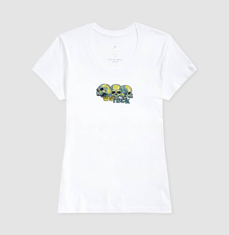 camiseta werock face skulls feminina