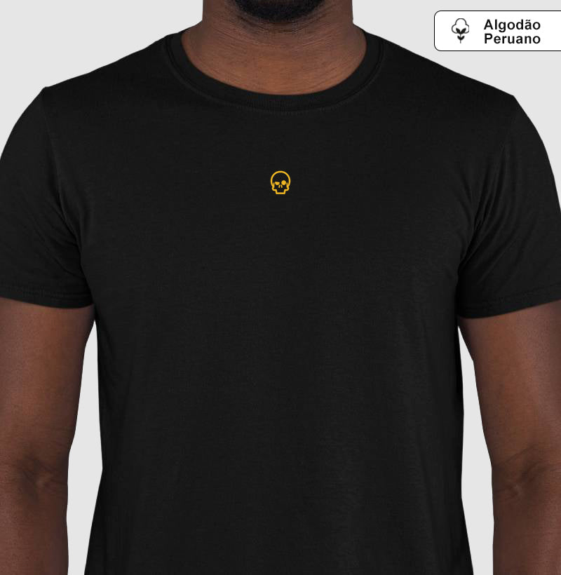 camiseta algodão peruano werock skull logo gold masculina
