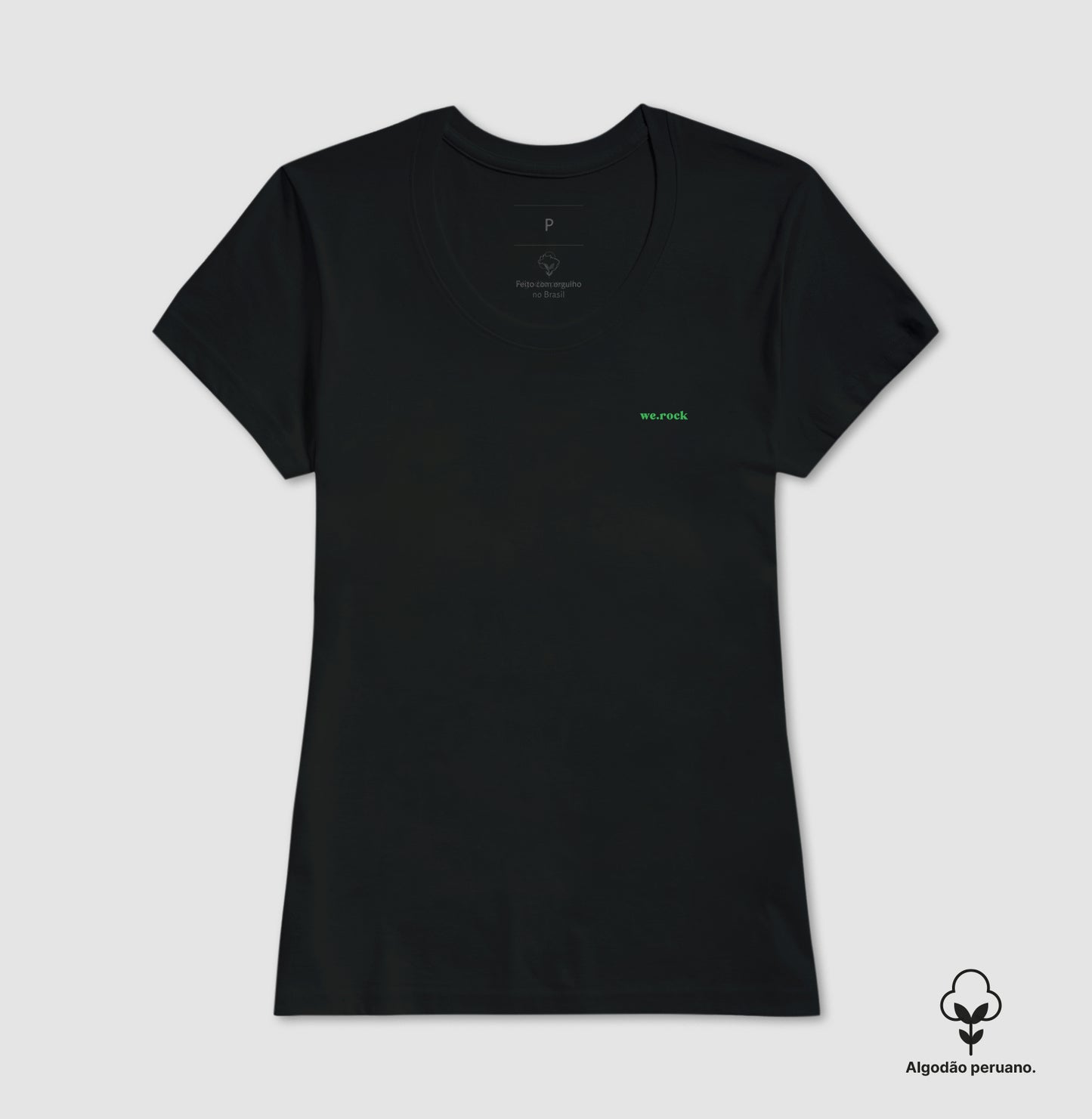 camiseta algodão peruano werock logo simple green feminina