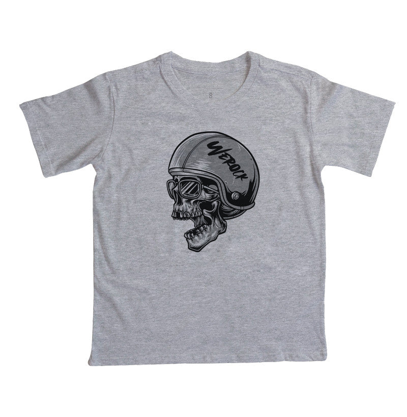 camiseta infantil werock motorcycle helmet skull
