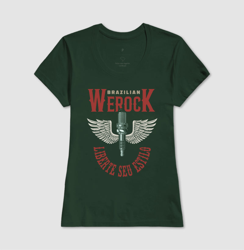 camiseta werock motorcycle wings feminino