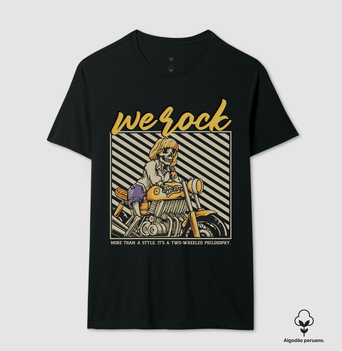 camiseta algodão peruano werock girl motorcycle masculina