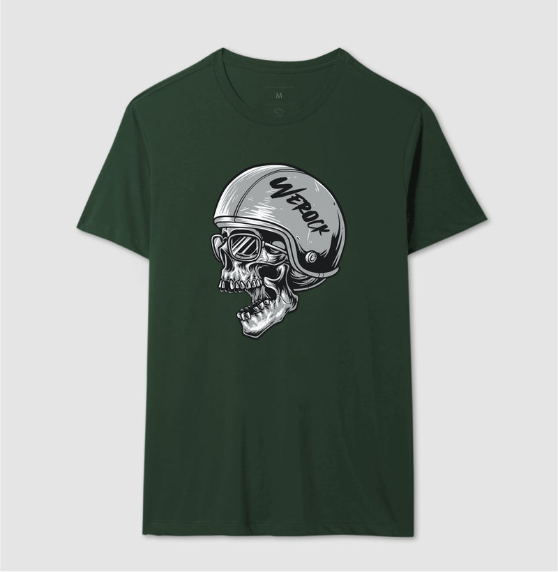 camiseta werock motorcycle helmet skull masculina
