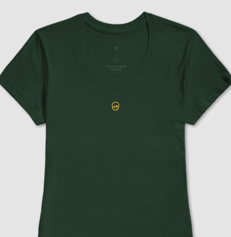 camiseta werock skull logo gold feminina