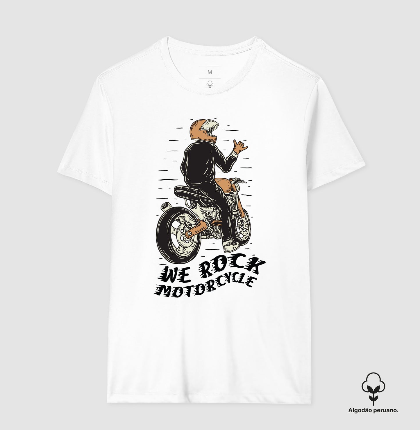 camiseta algodão peruano werock motorcycle hang loose