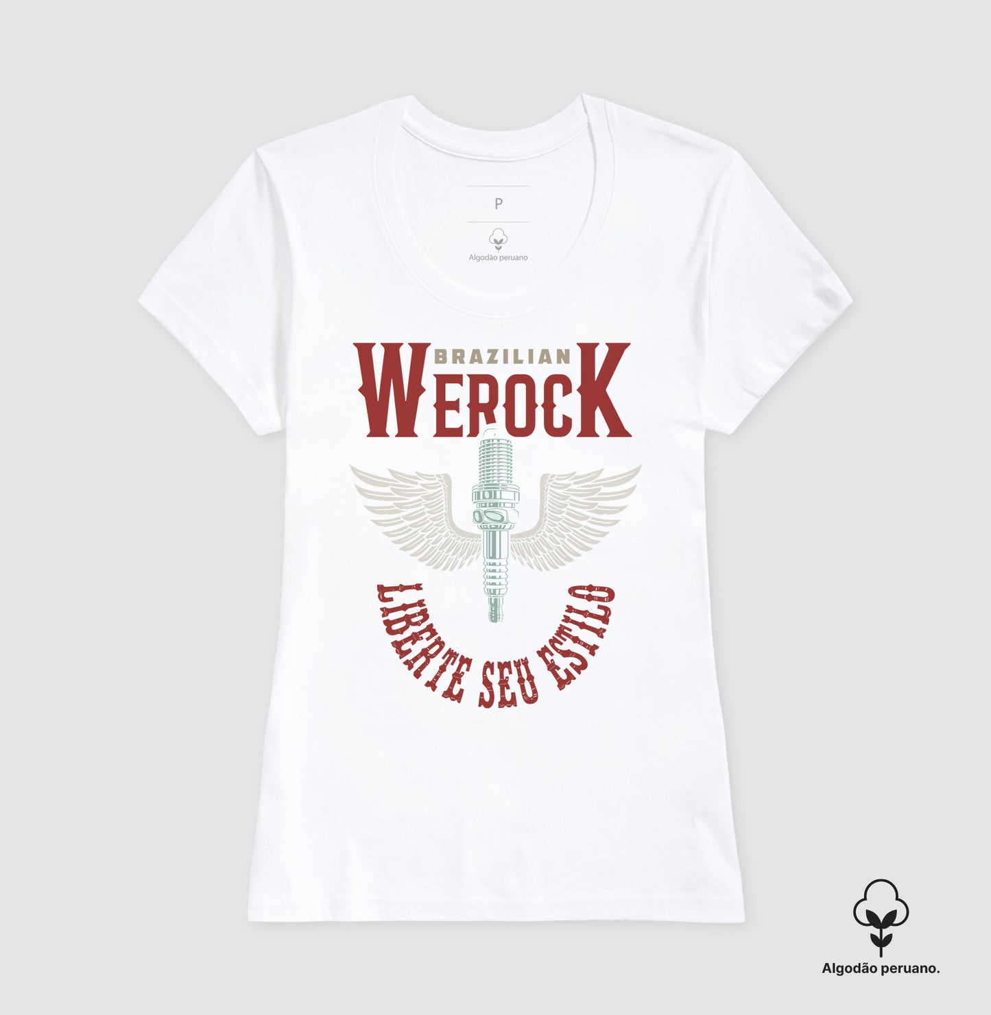 camiseta algodão peruano werock motorcycle wings feminino