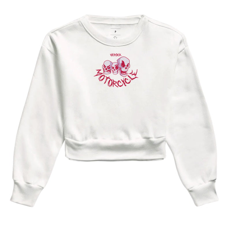 cropped moletom werock motorcycle skulls