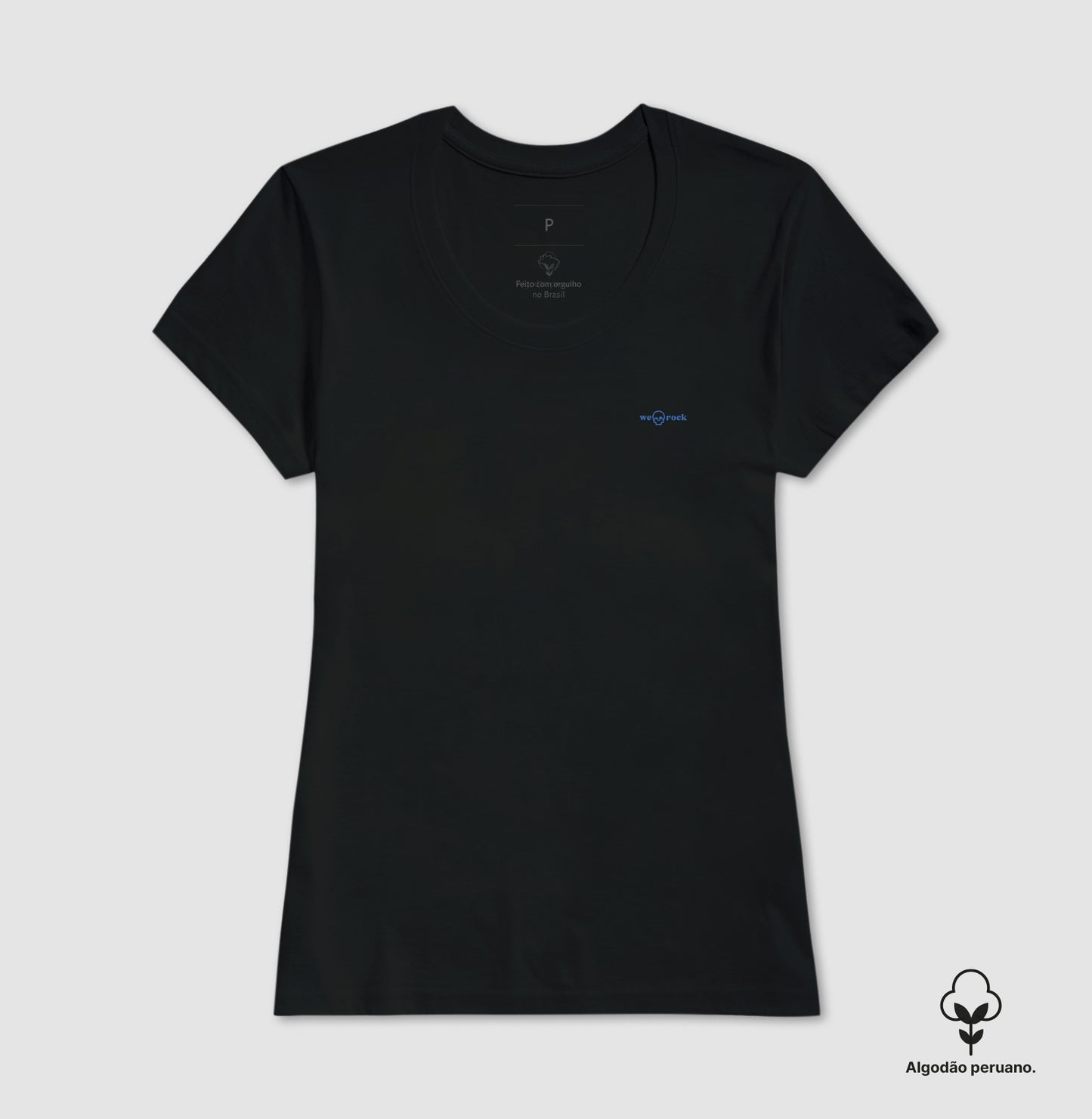 camiseta algodão peruano basic werock logo blue feminina