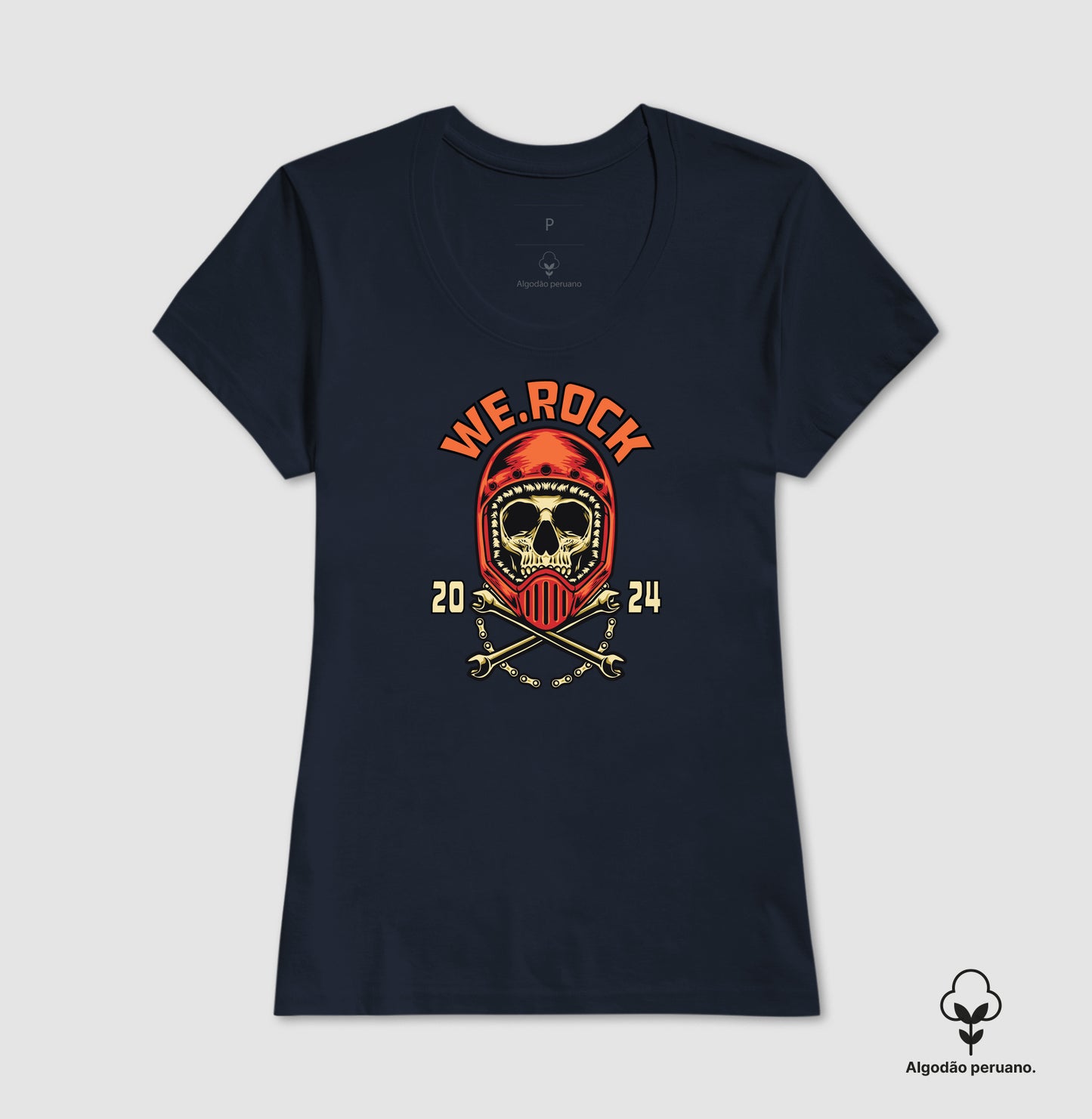 camiseta algodão peruano werock motorcycle tool feminina
