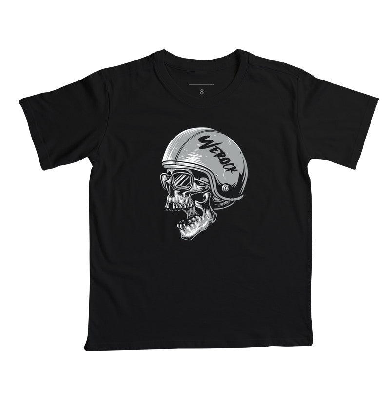 camiseta infantil werock motorcycle helmet skull