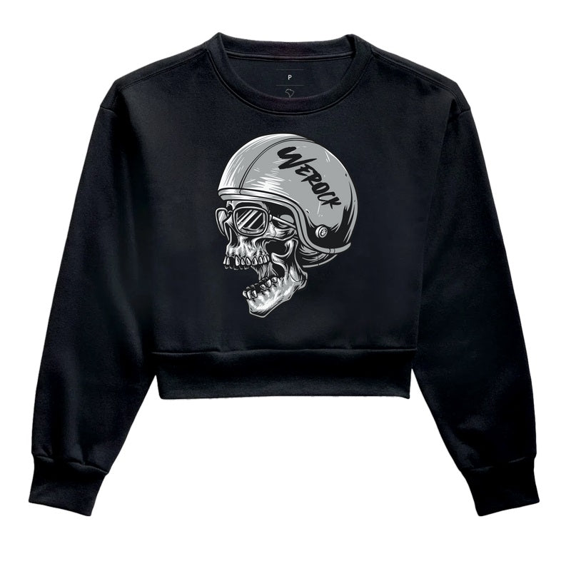 cropped moletom werock motorcycle helmet skull