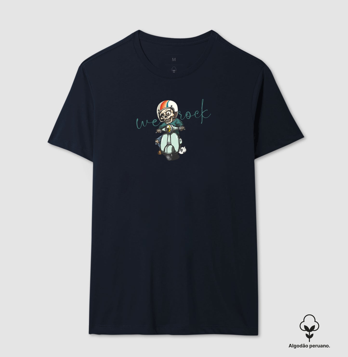 camiseta algodão peruano werock vespa skull masculino