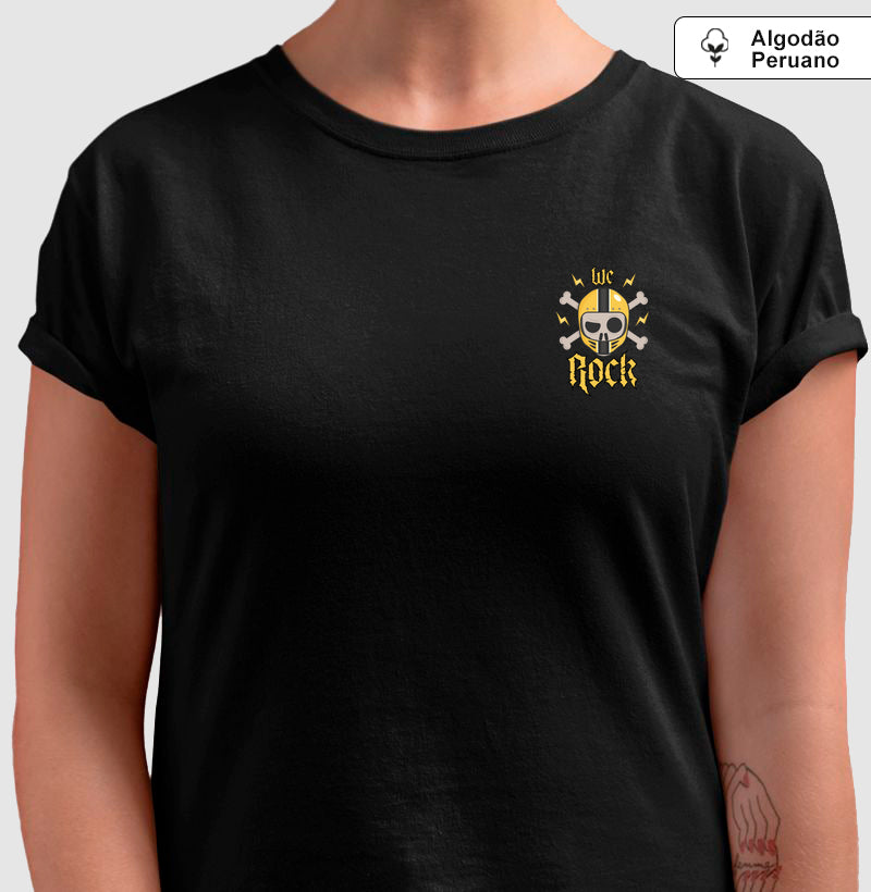 camiseta algodão peruano werock motorcycle skull feminina