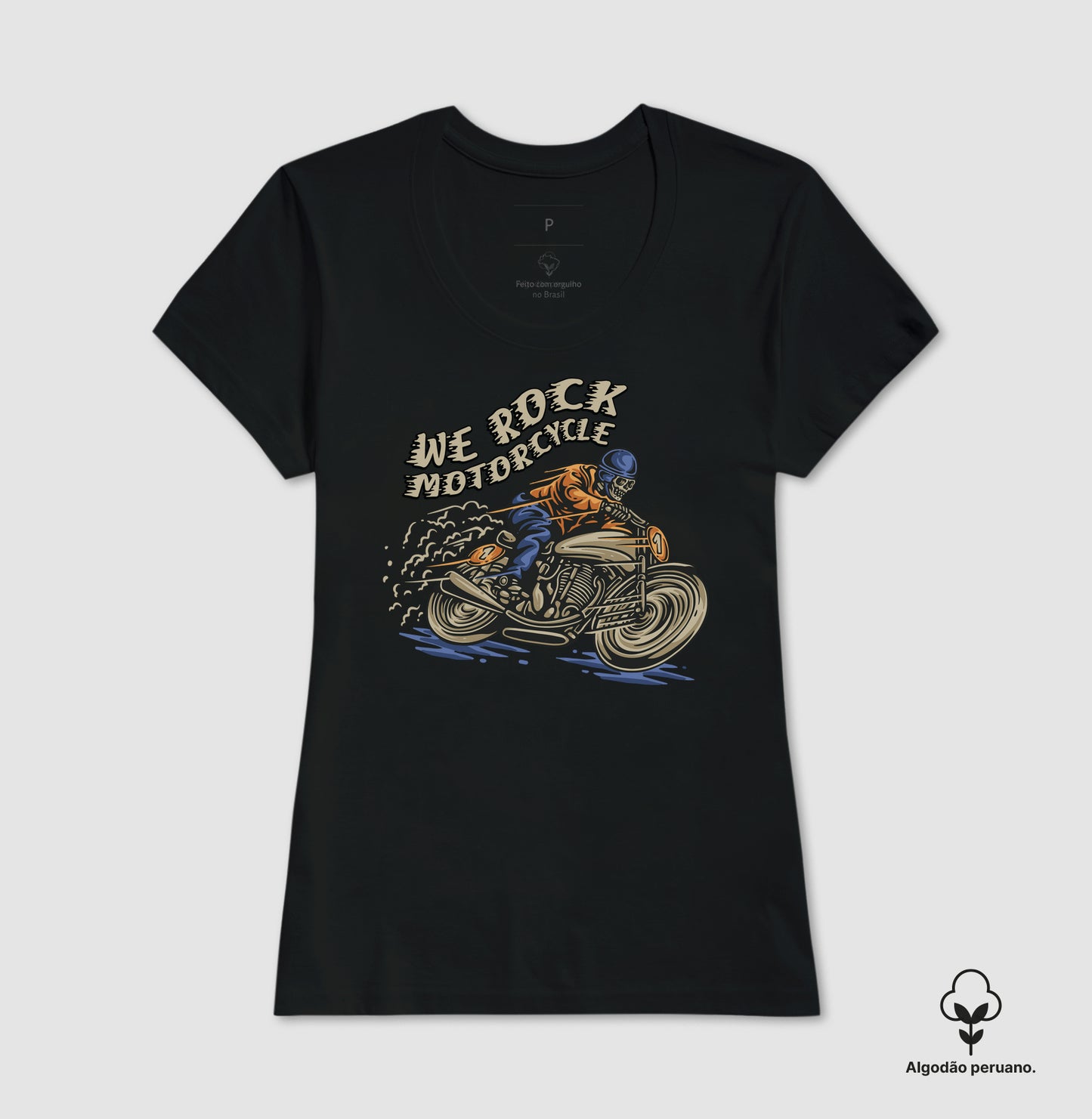 camiseta algodão peruano werock motorcycle feminina