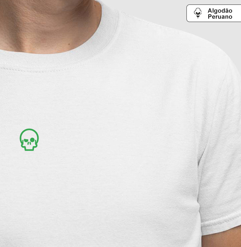 camiseta algodão peruano werock skull logo green masculina