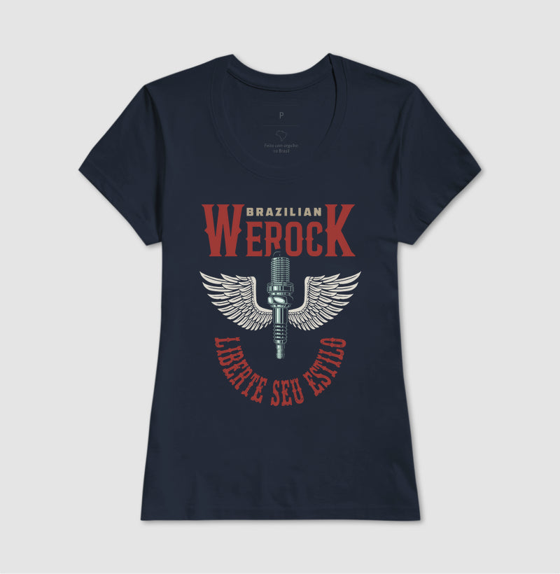 camiseta werock motorcycle wings feminino
