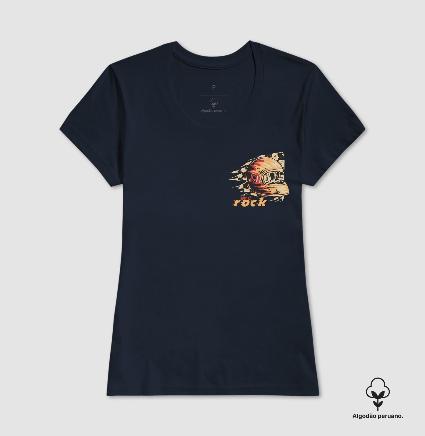 camiseta algodão peruano werock helmet racing feminina