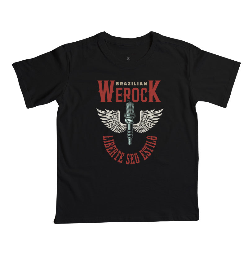 camiseta infantil werock motorcycle wings