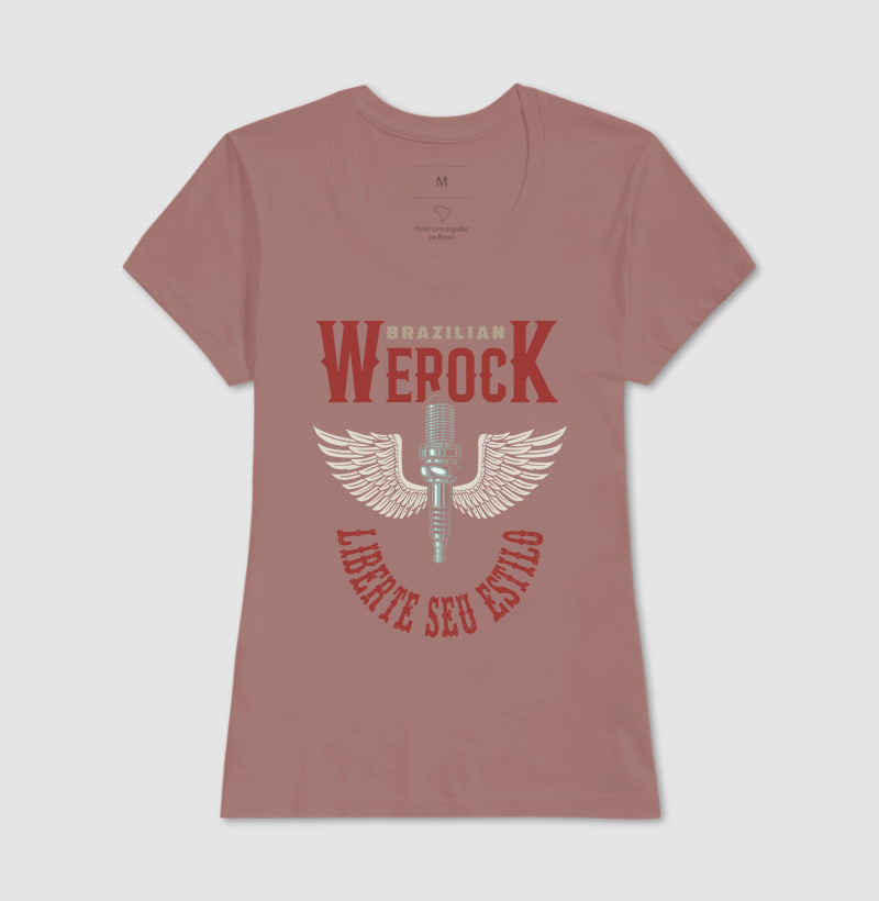 camiseta werock motorcycle wings feminino