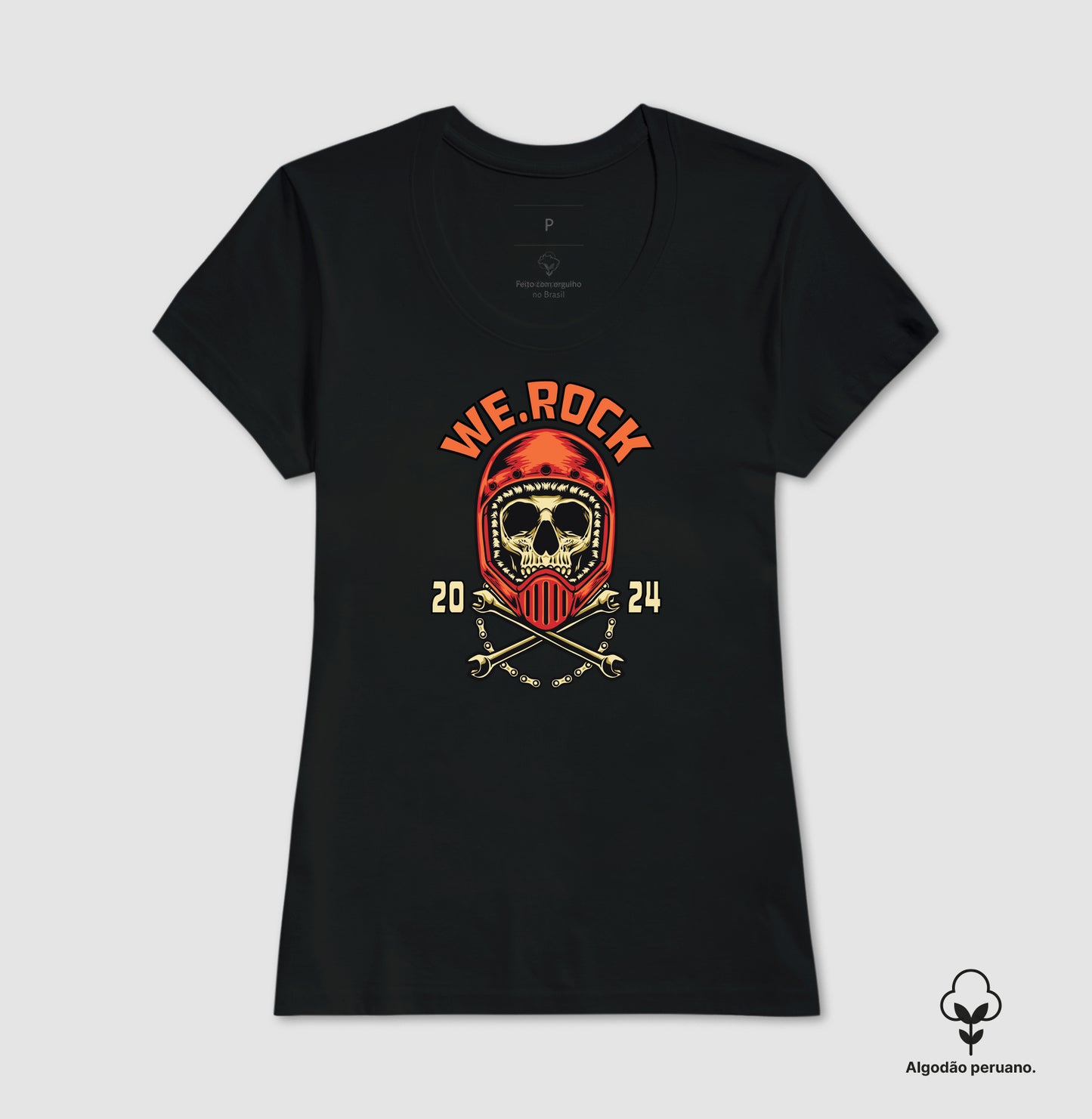 camiseta algodão peruano werock motorcycle tool feminina