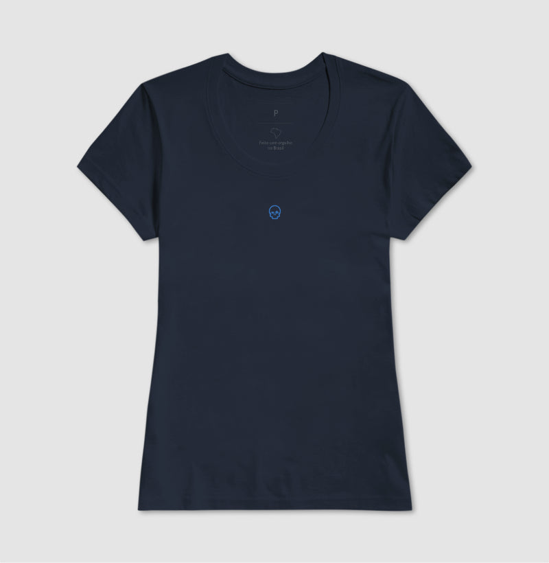 camiseta werock skull logo blue feminina