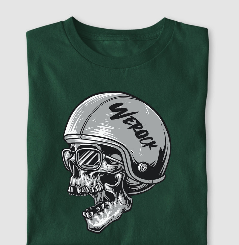 camiseta werock motorcycle helmet skull masculina