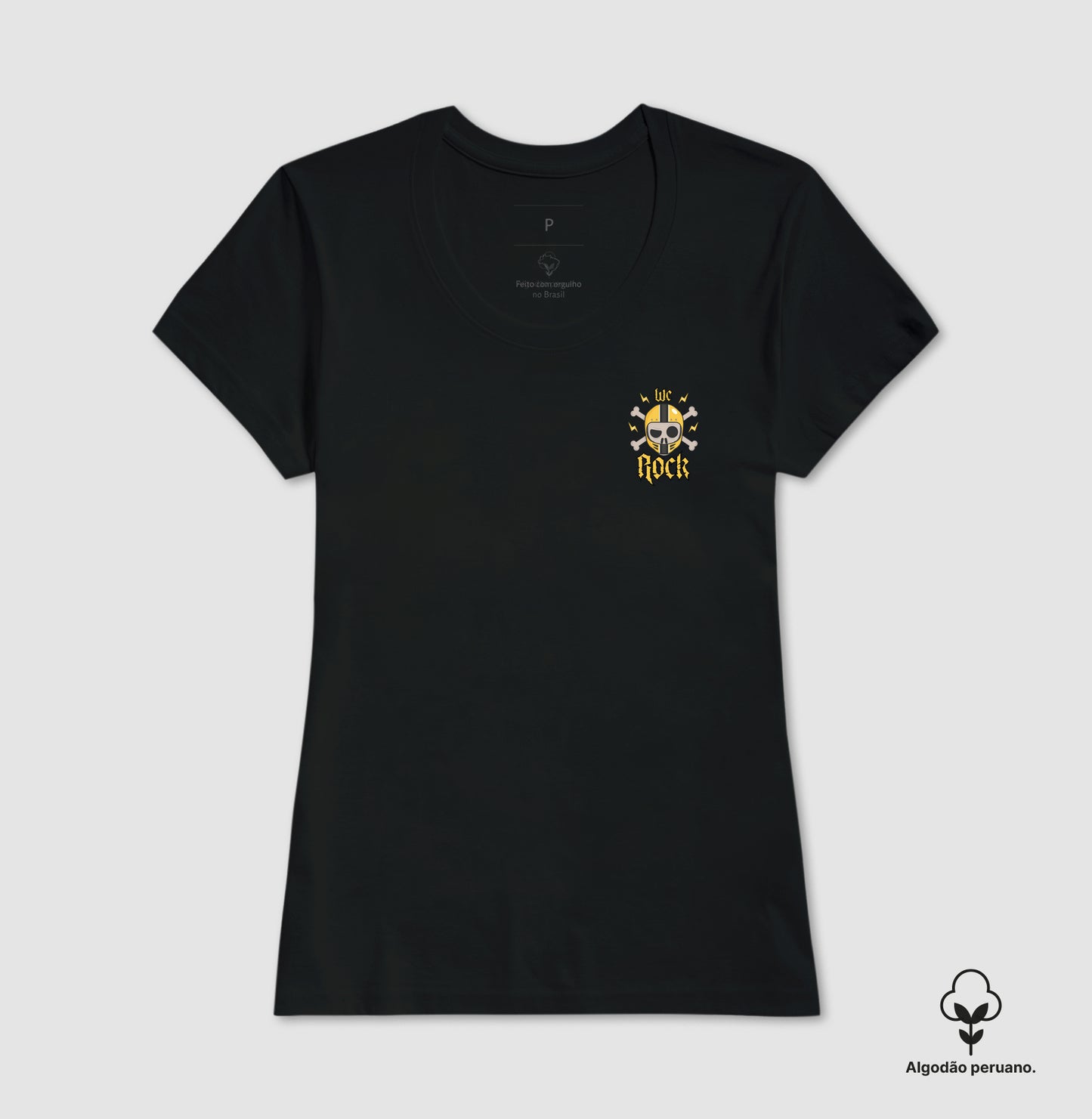 camiseta algodão peruano werock motorcycle skull feminina
