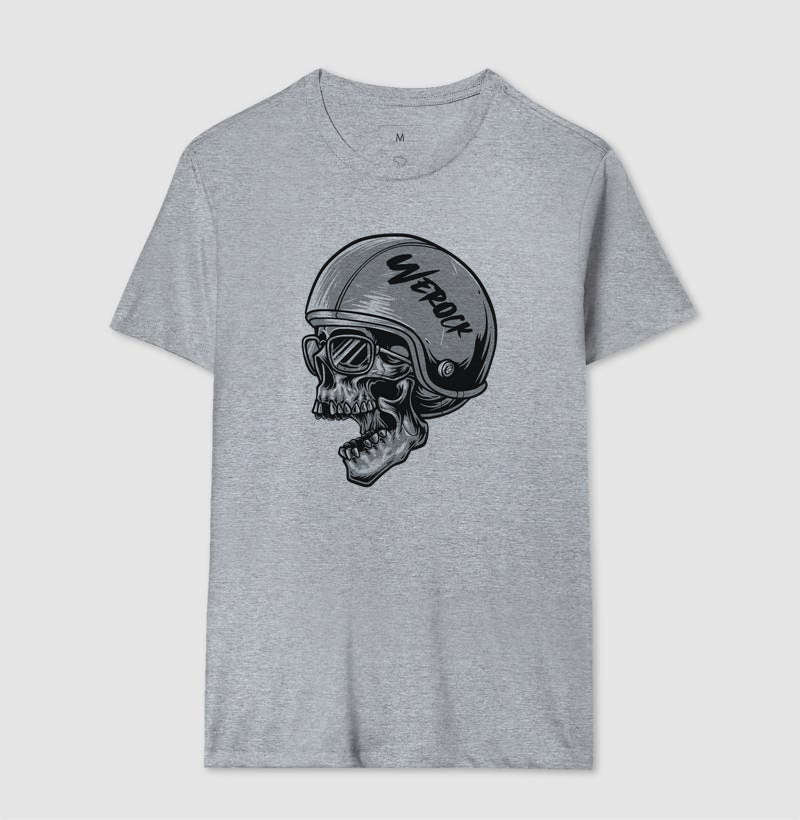 camiseta werock motorcycle helmet skull masculina