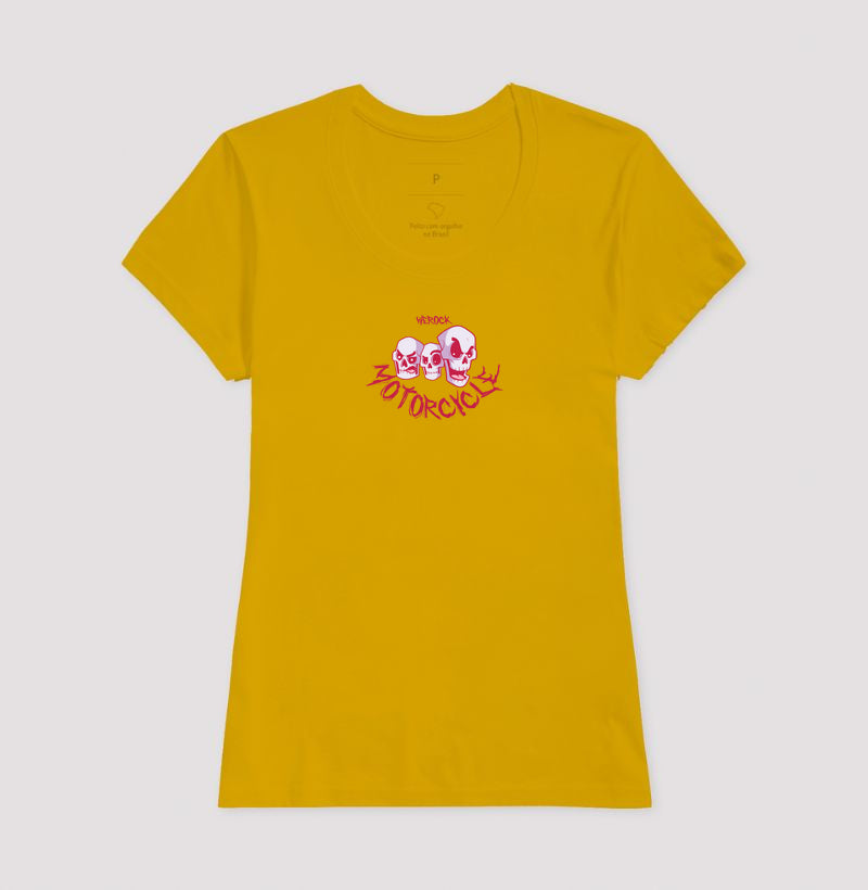 camiseta werock motorcycle skulls feminina