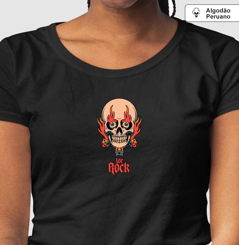 camiseta algodão peruano werock dados feminina
