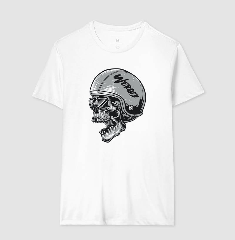 camiseta werock motorcycle helmet skull masculina