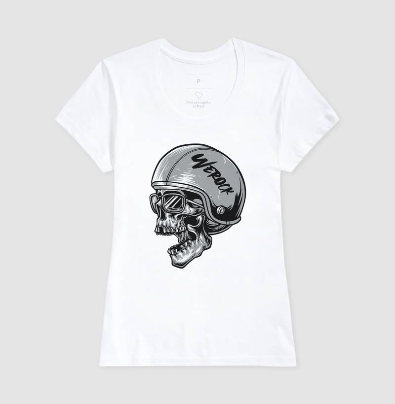 camiseta werock motorcycle helmet skull feminina