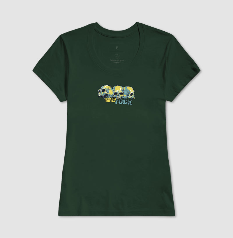 camiseta werock face skulls feminina